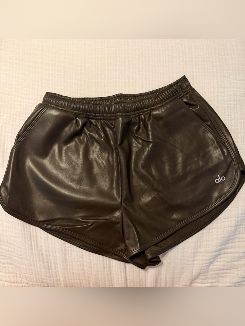 ALO Yoga Brown Athletic Faux-Leather Shorts